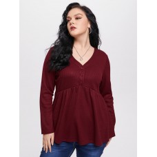 YOINS BASICS Plus Size V  neck Button Design Knitwear