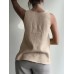 Cotton Solid Ruched Sleeveless Casual Tank Top