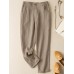 Solid Pocket Elastic Waist Casual Harem Pants For Women