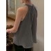 Women Solid Keyhole Back Sleeveless Halter Tank Top