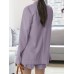 Solid Long Sleeve Button Front Pocket Two Pieces Suit