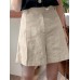 Women Solid Zip Loose Wide Leg Casual Shorts