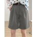 Solid Loose Pocket Wide Leg Casual Women Shorts