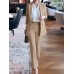 Solid Long Sleeve Lapel Two Pieces Suit For Women