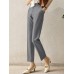 Solid Pocket Tailored Pants For Women