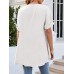 Solid Split Roll Sleeve High  Low Hem Casual Blouse