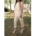 Solid Round Neck Sleeveless Irregular Hem Casual Cotton Suit