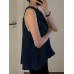 Women Solid Keyhole Back Sleeveless Halter Tank Top