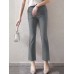 Solid Zip Front Casual Pants For Women