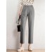 Solid Pocket Pleated Tailored Pants For Women