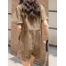 Solid Drawstring Waist Pocket Lapel Short Sleeve Cargo Romper